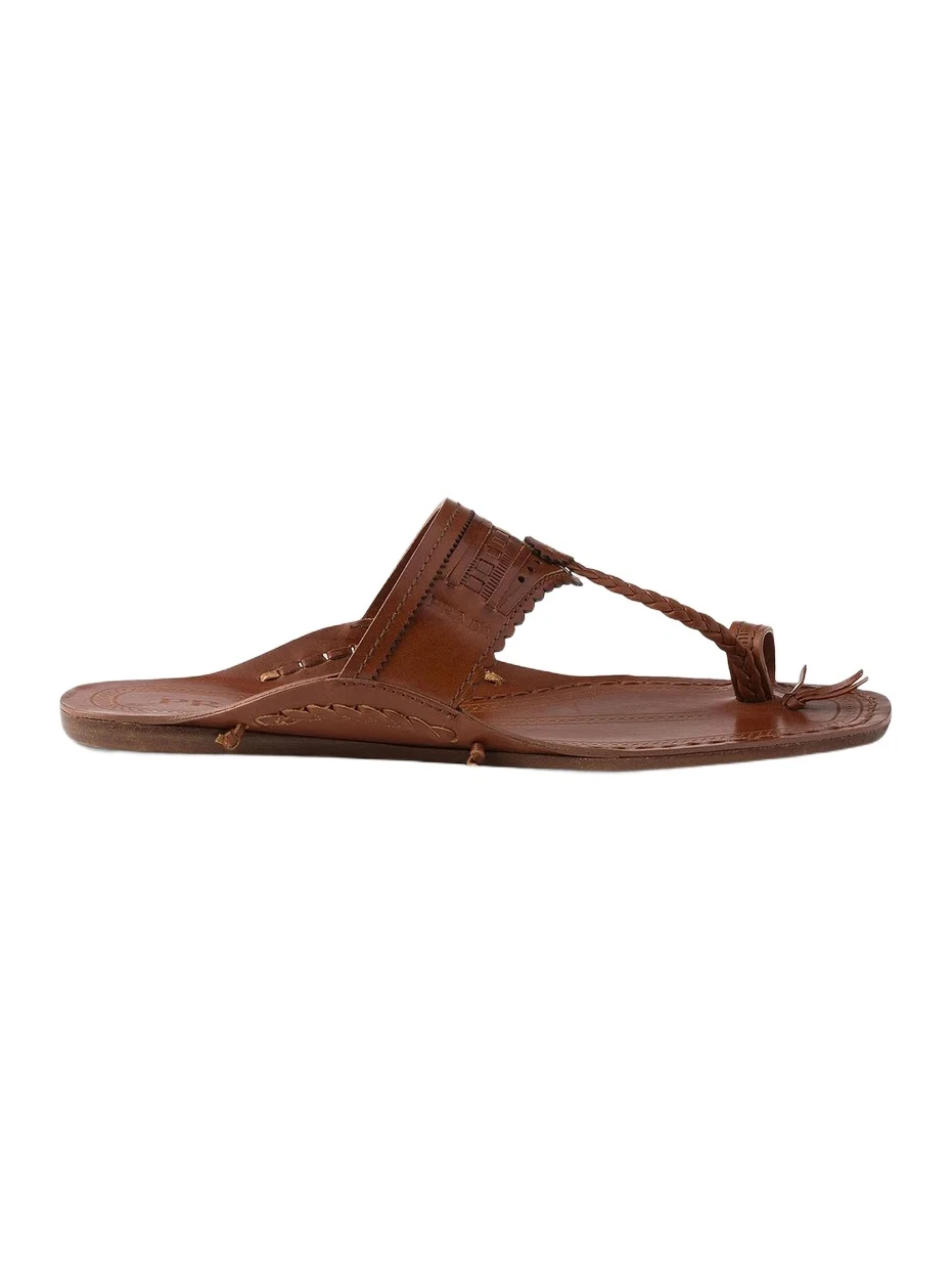 Prada Women's Made in India Inspired by Kolhapuri Chappal Leather Sandals