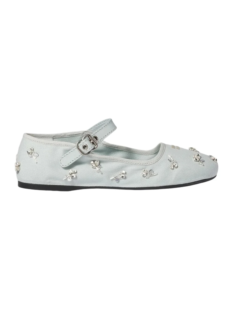 Miu Miu Women's Embroidered Drill Ballerinas