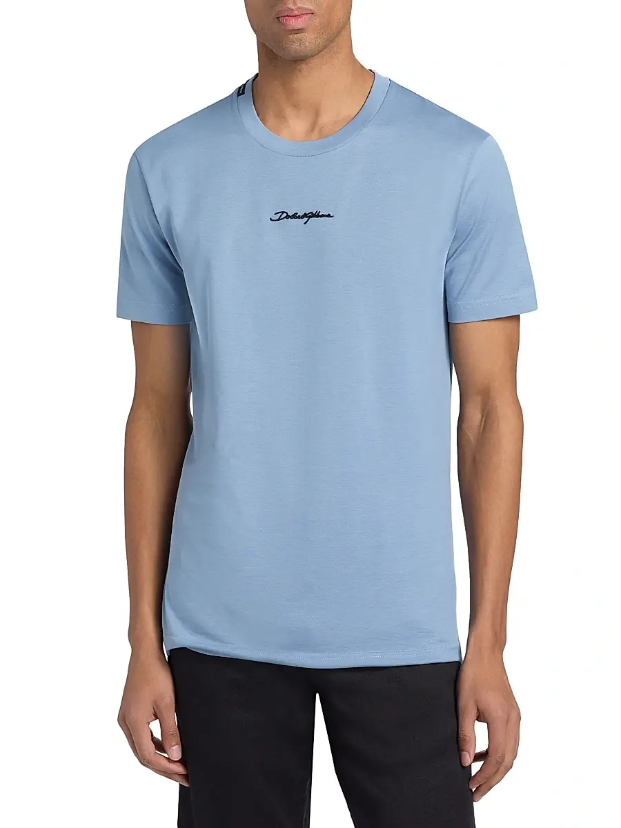 Dolce & Gabbana Men's Embroidered Logo Crewneck T-Shirt | Thumbnail 3 Dolce & Gabbana Men's Embroidered Logo Crewneck T-Shirt | Thumbnail 3