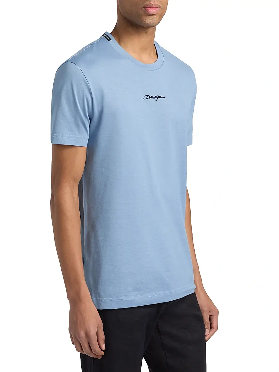 Dolce & Gabbana Men's Embroidered Logo Crewneck T-Shirt | Thumbnail 4 Dolce & Gabbana Men's Embroidered Logo Crewneck T-Shirt | Thumbnail 4