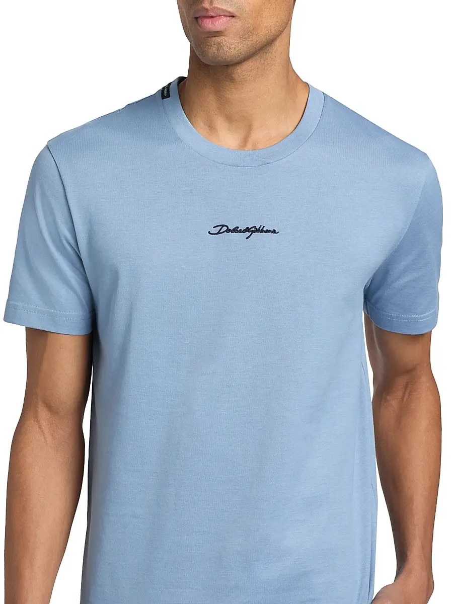 Dolce & Gabbana Men's Embroidered Logo Crewneck T-Shirt | Thumbnail 6 Dolce & Gabbana Men's Embroidered Logo Crewneck T-Shirt | Thumbnail 6