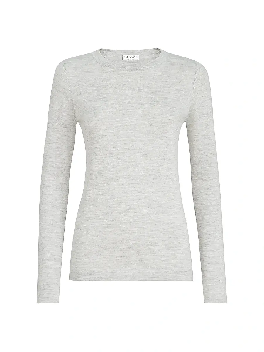 Brunello Cucinelli Women's Cashmere and Silk Lightweight Sweater - Light Grey | Image 1 Brunello Cucinelli Women's Cashmere and Silk Lightweight Sweater - Light Grey | Image 1