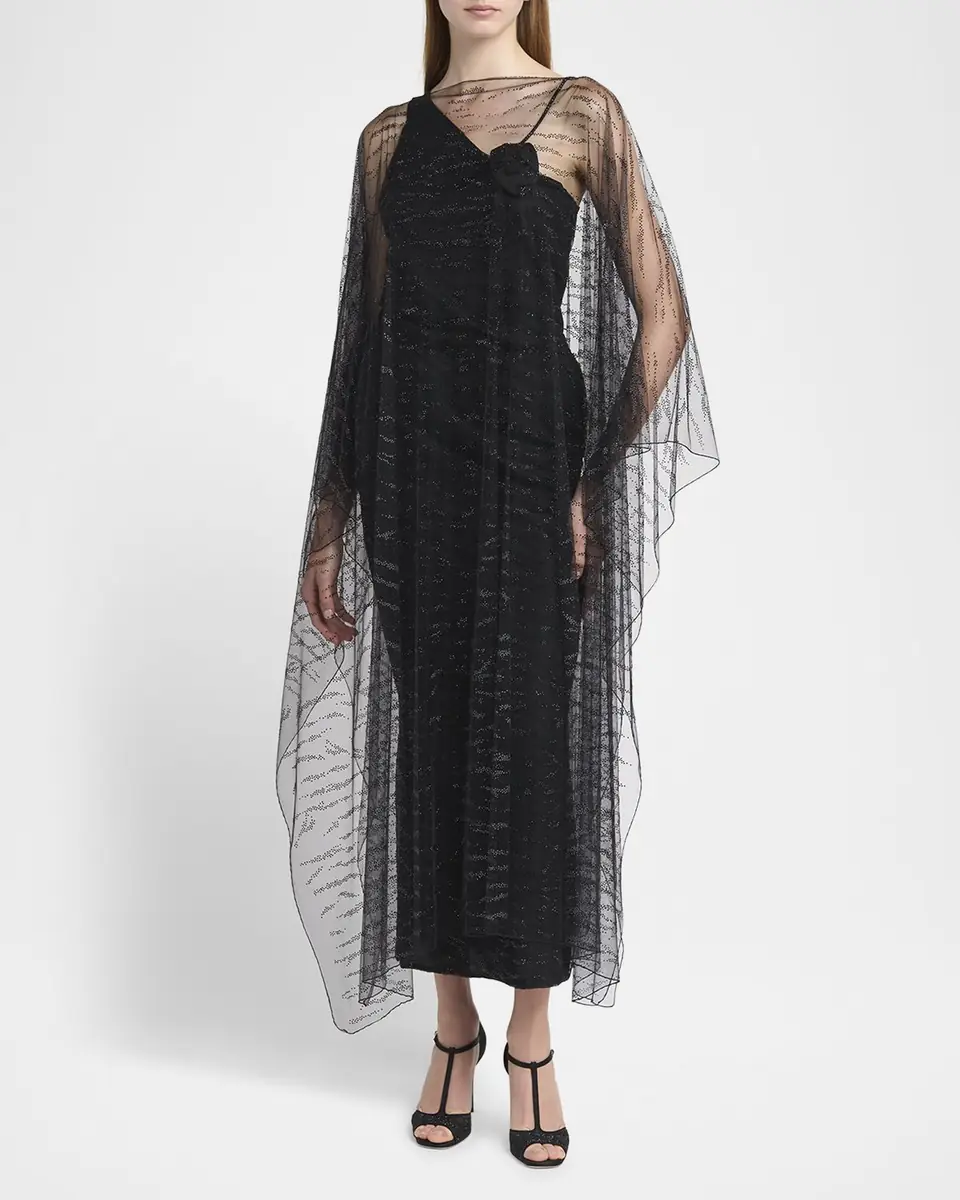 Giorgio Armani Crystal Embellished Sheer Long Cape | Thumbnail 2 Giorgio Armani Crystal Embellished Sheer Long Cape | Thumbnail 2