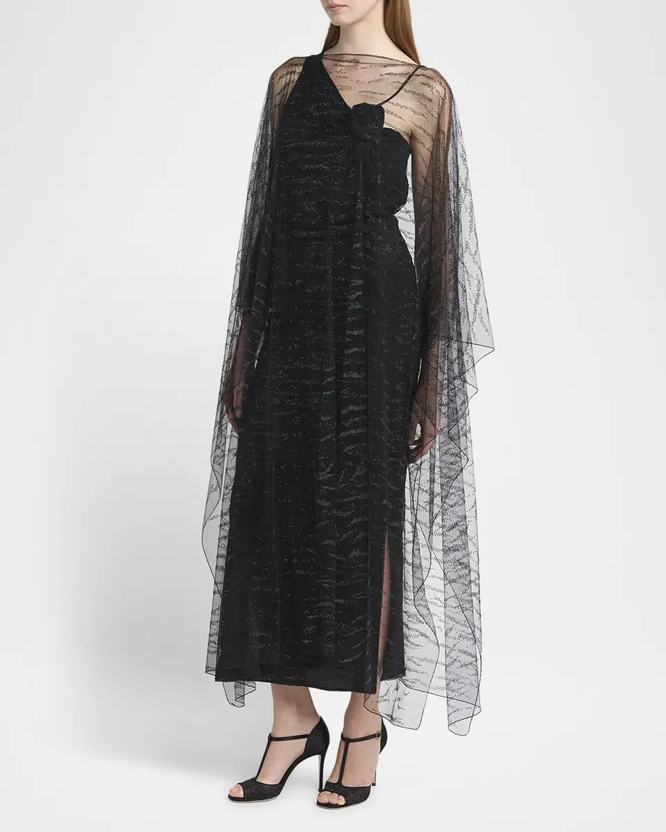 Giorgio Armani Crystal Embellished Sheer Long Cape | Thumbnail 4 Giorgio Armani Crystal Embellished Sheer Long Cape | Thumbnail 4