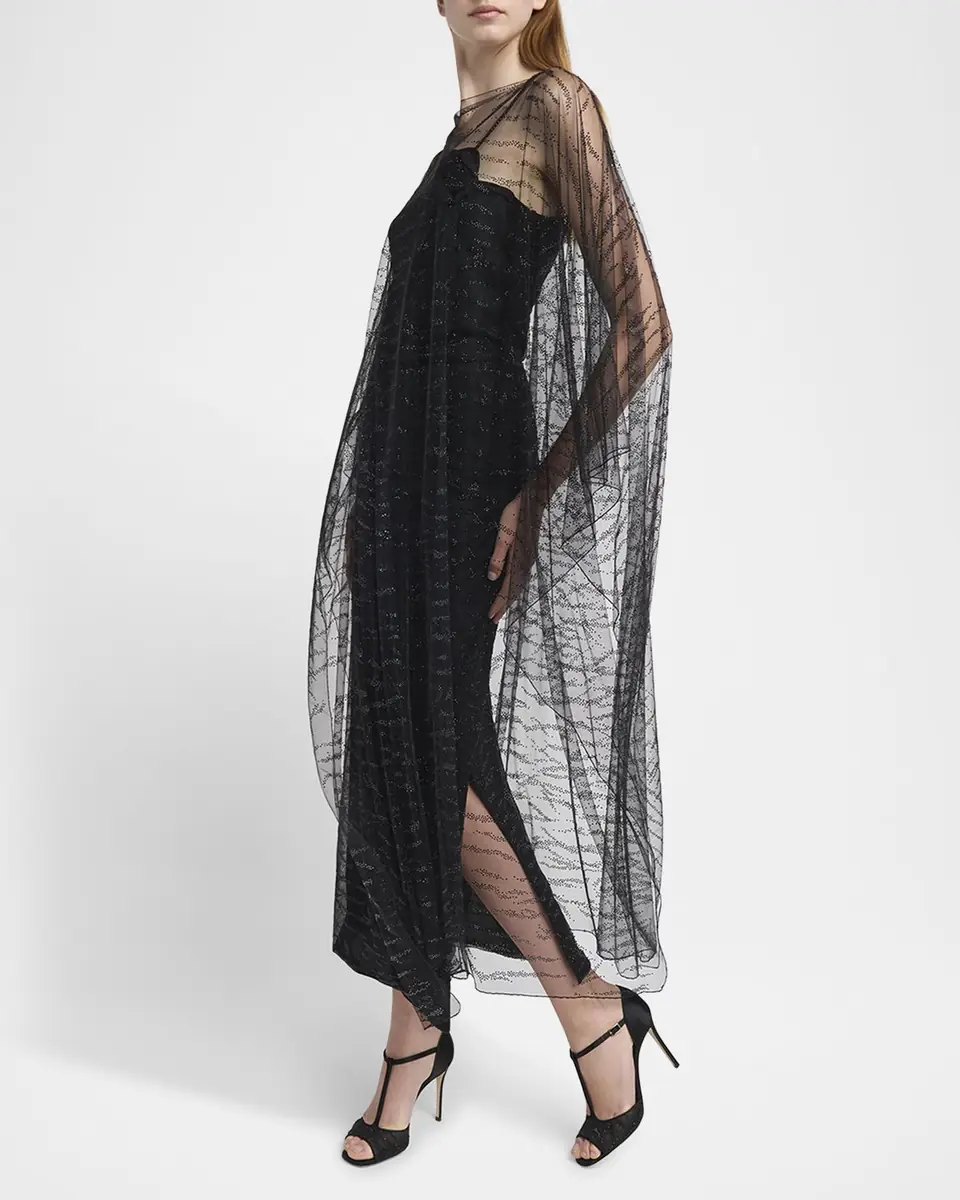 Giorgio Armani Crystal Embellished Sheer Long Cape | Thumbnail 5 Giorgio Armani Crystal Embellished Sheer Long Cape | Thumbnail 5
