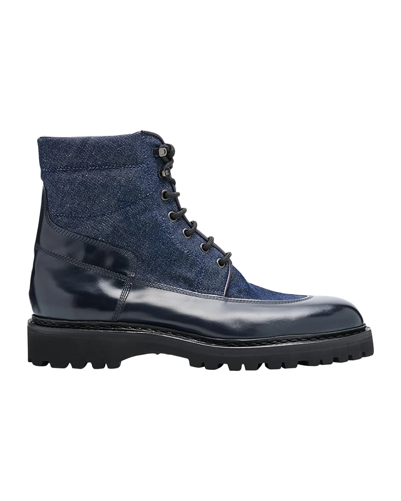 John Lobb Men's Peak Denim and Leather Lace-Up Boots