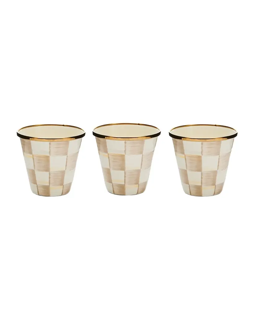 MacKenzie-Childs Mocha Check Herb Pots, Set of 3