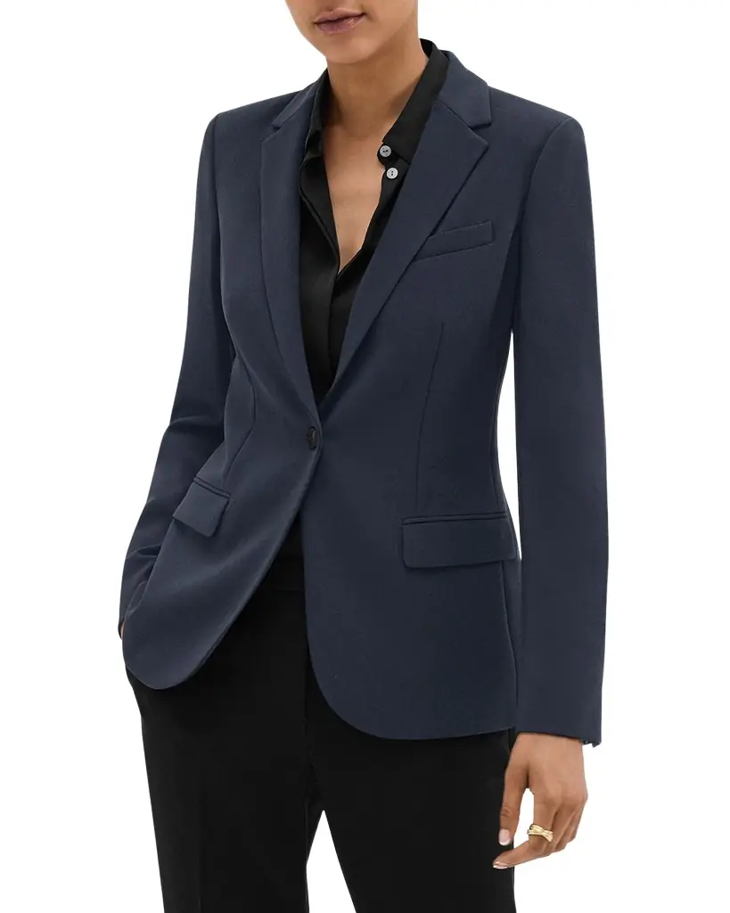 Theory Admiral Crepe One-Button Staple Blazer