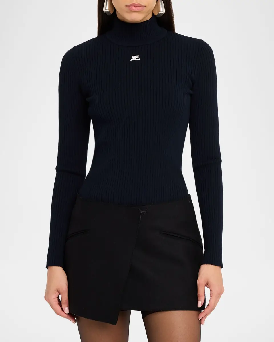 Courrèges Turtleneck Long-Sleeve Rib Sweater | Thumbnail 4