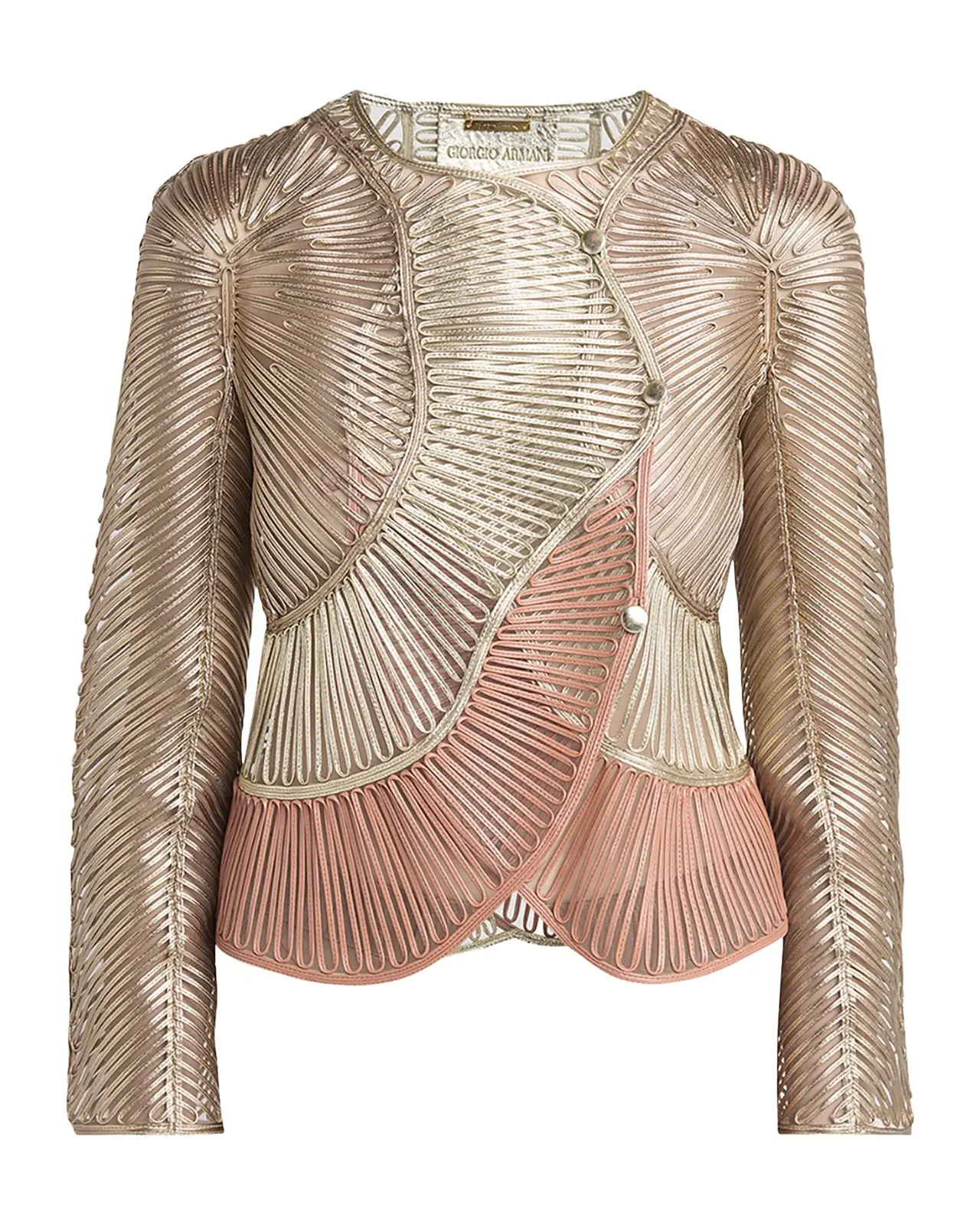 Metallic Soutache Two-Tone Leather Jacket