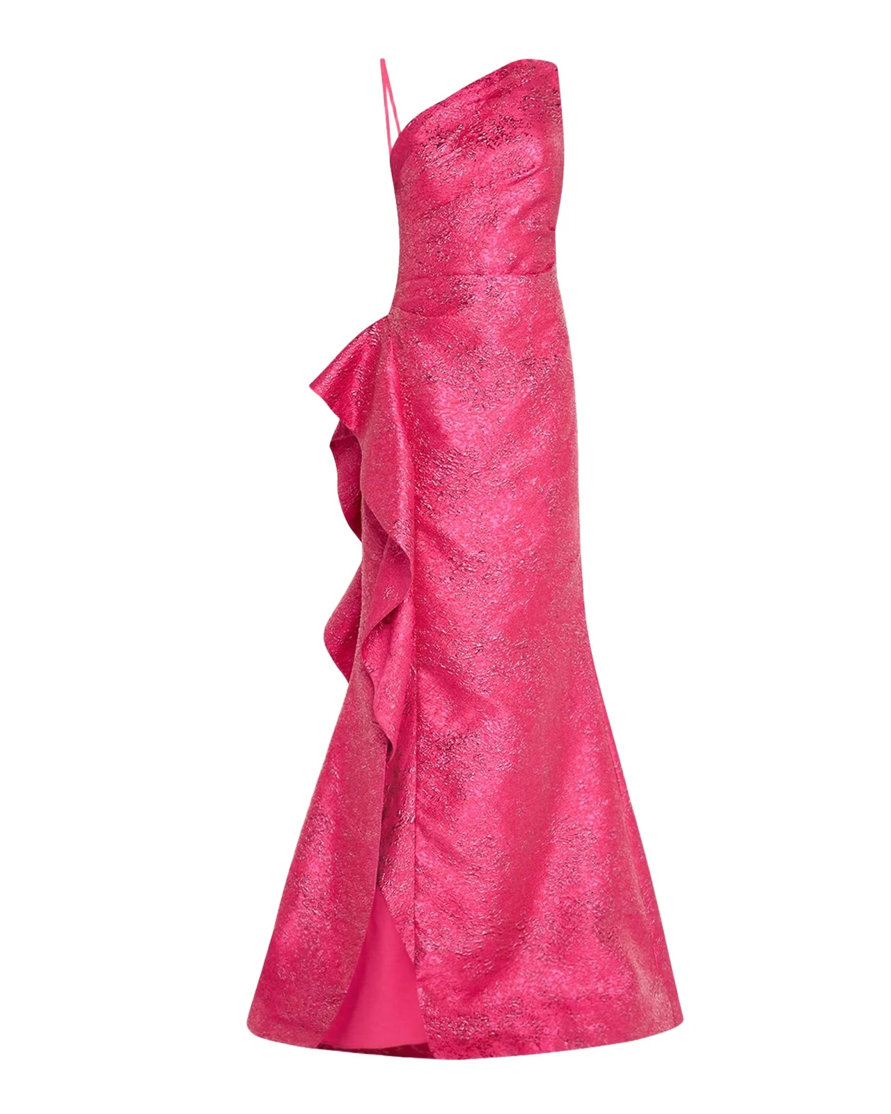 One-Shoulder Metallic Jacquard Trumpet Gown One-Shoulder Metallic Jacquard Trumpet Gown
