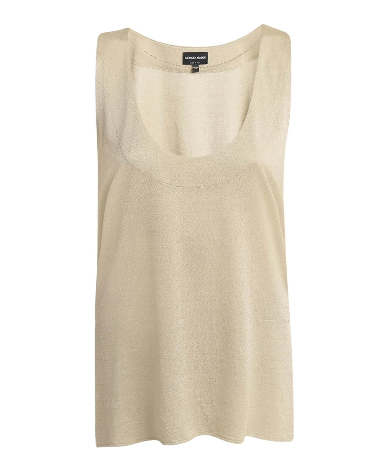 Giorgio Armani Chain-Necklace Scoop-Neck Shiny Viscose Jersey Tank Top