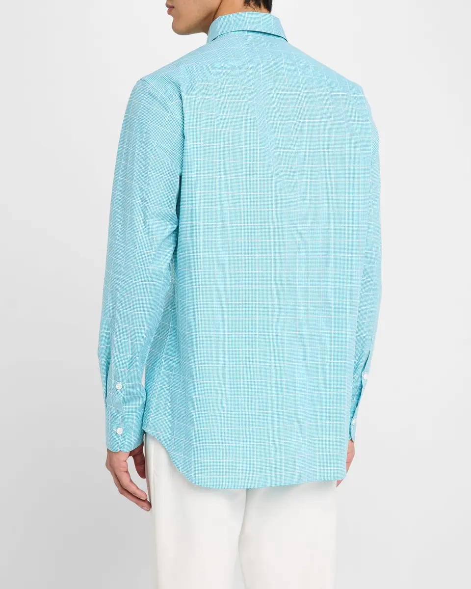 Brioni Men's Cotton Windowpane Check Sport Shirt | Thumbnail 3