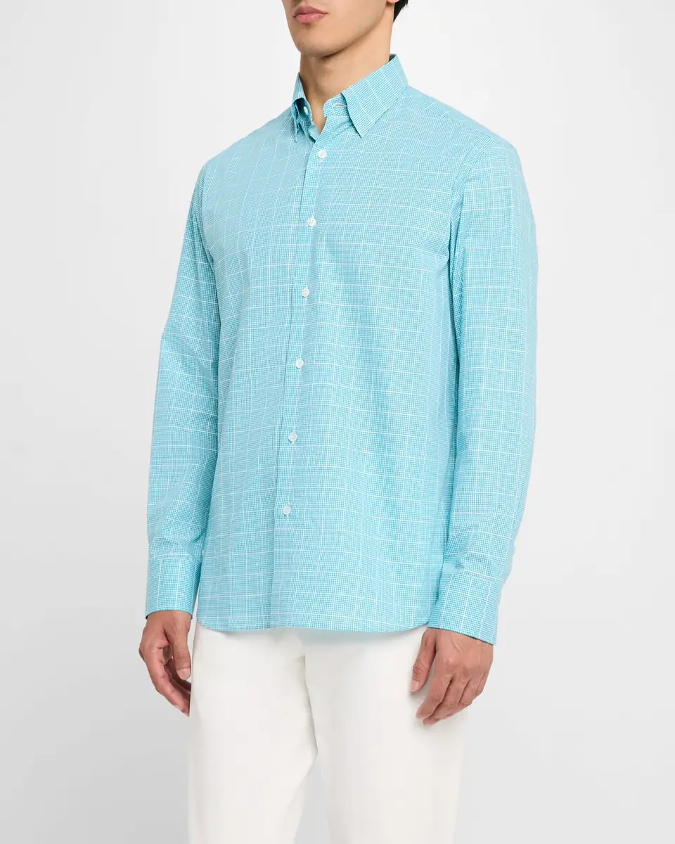 Brioni Men's Cotton Windowpane Check Sport Shirt | Thumbnail 4