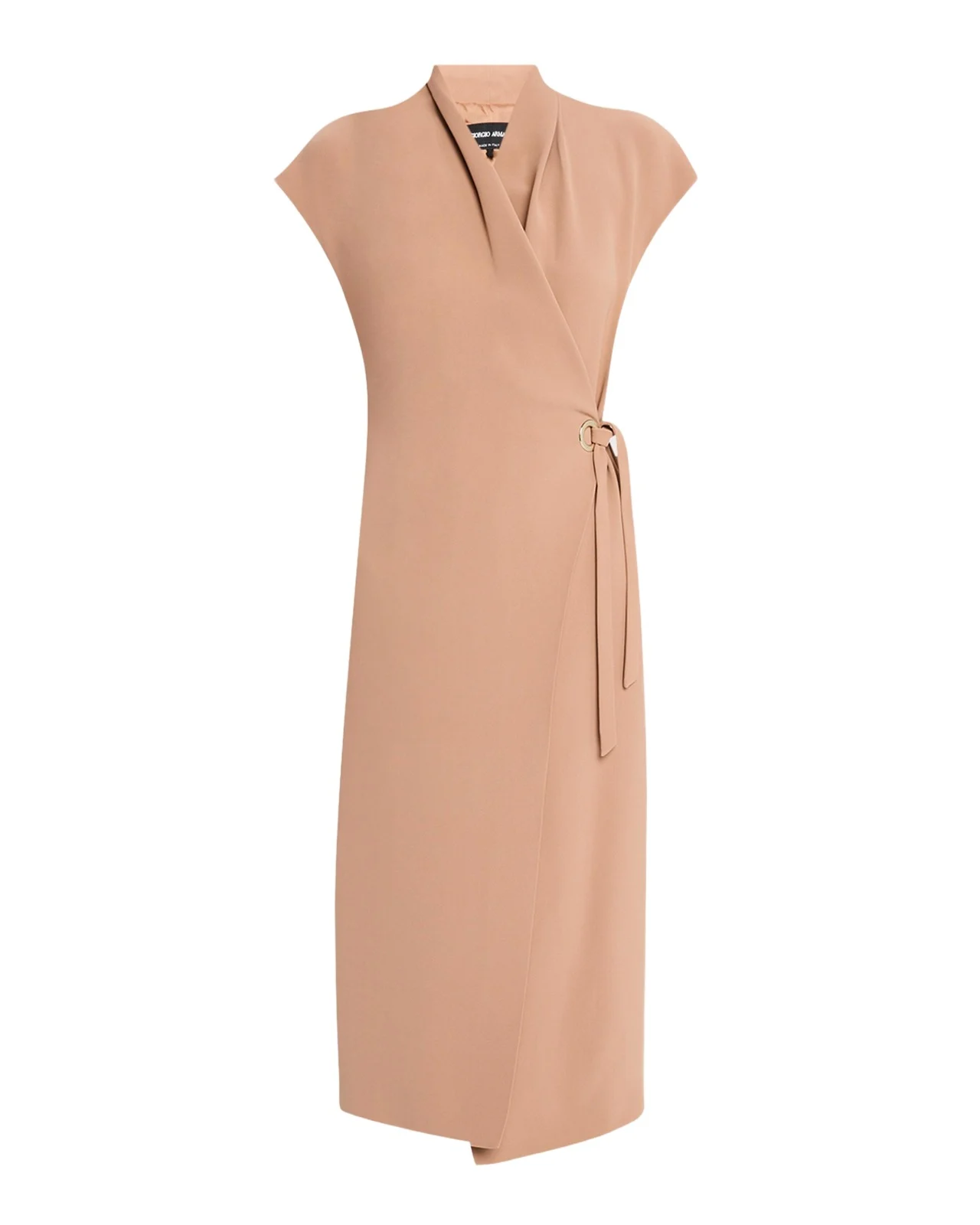 Giorgio Armani Cap-Sleeve Cupro Wrap Midi Dress