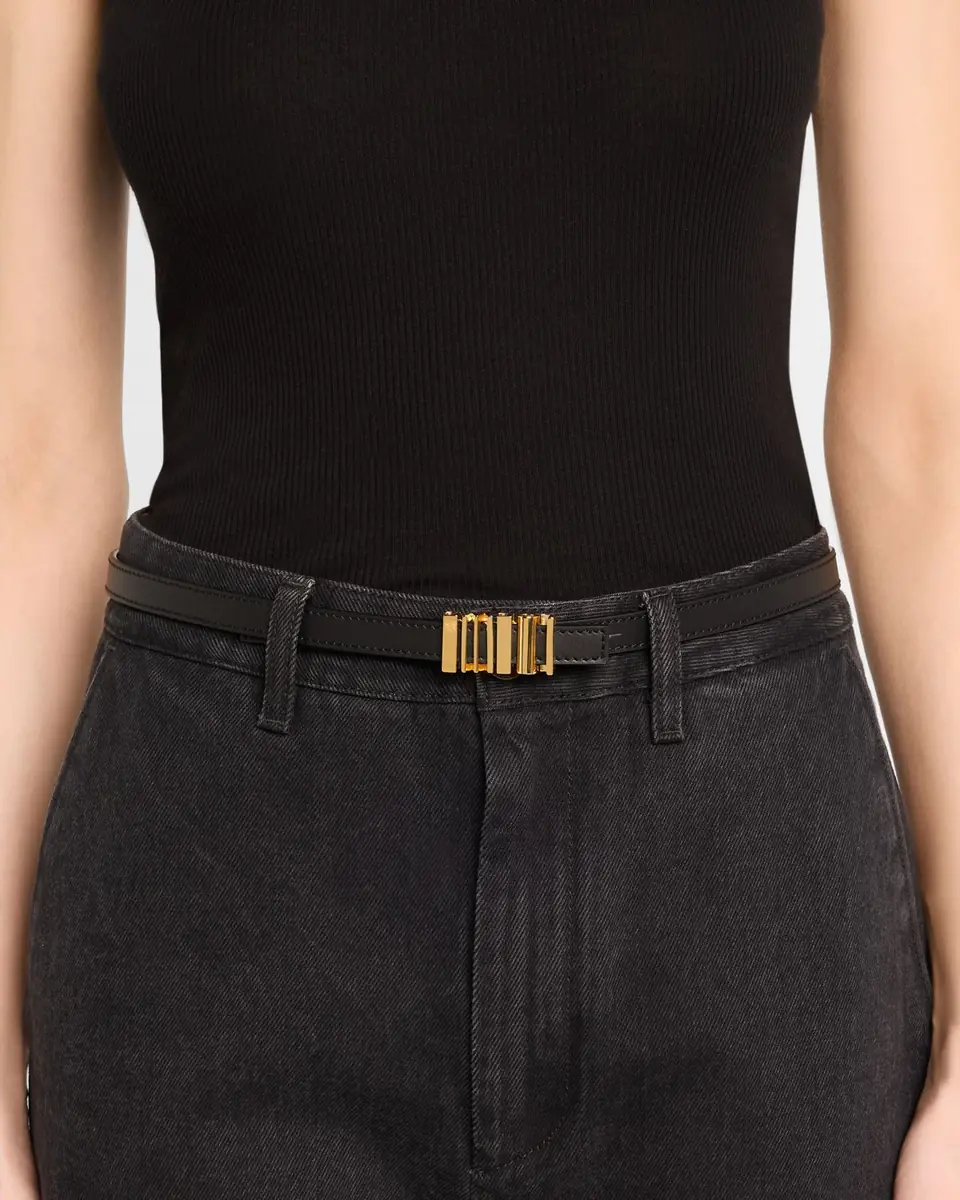 Loewe Graphic Buckle Leather Skinny Belt | Thumbnail 2