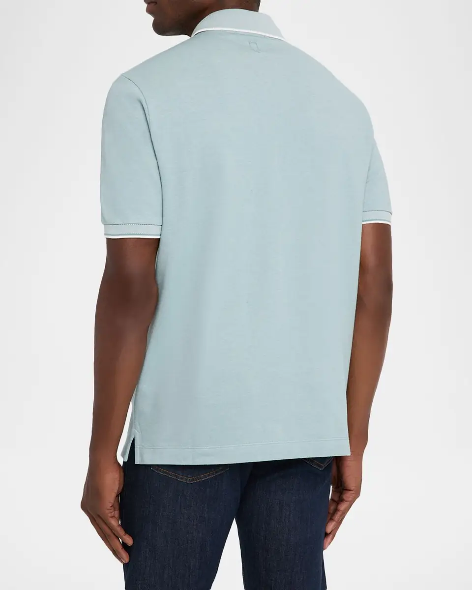 Canali Men's Two-Tone Pique Polo Shirt | Thumbnail 3 Canali Men's Two-Tone Pique Polo Shirt | Thumbnail 3