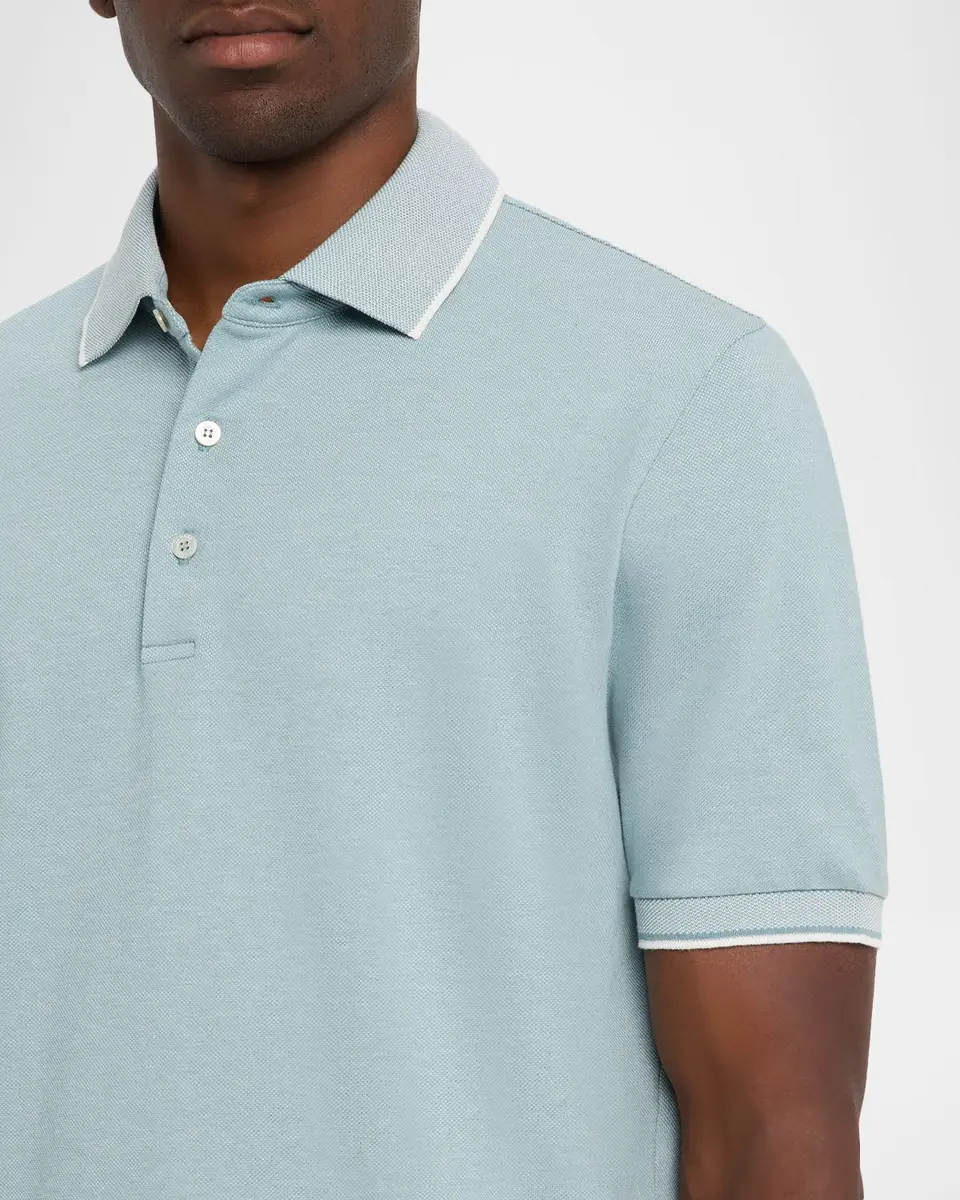 Canali Men's Two-Tone Pique Polo Shirt | Thumbnail 5 Canali Men's Two-Tone Pique Polo Shirt | Thumbnail 5