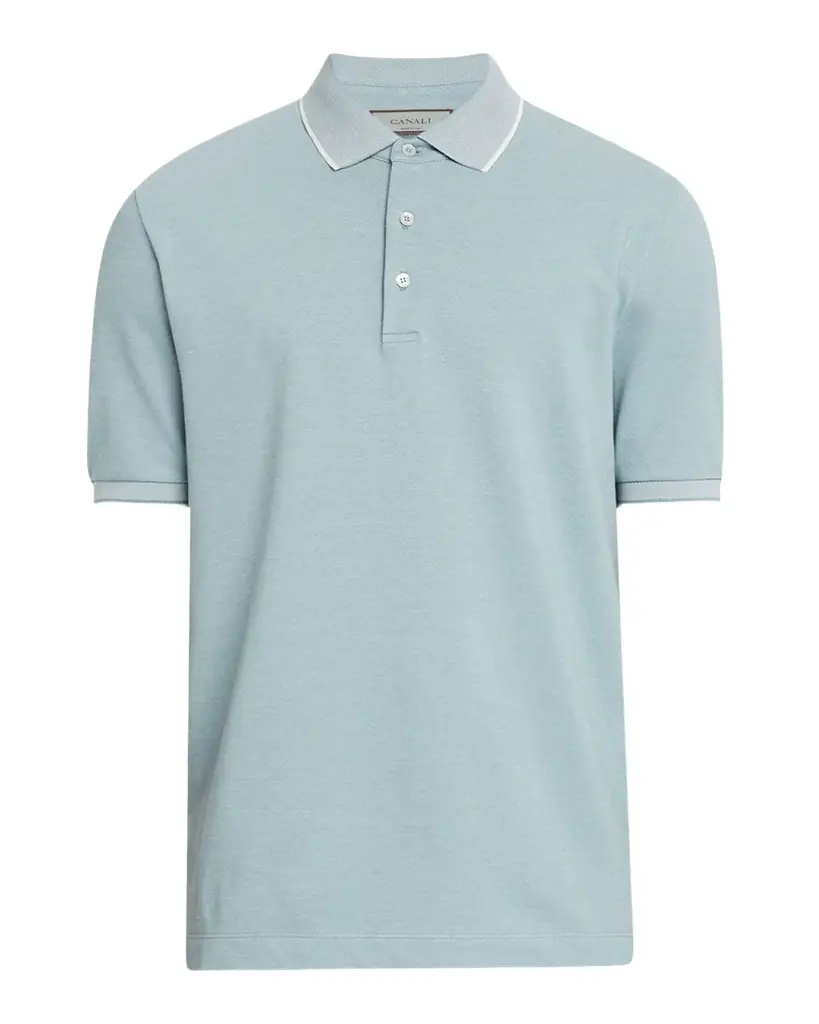 Canali Men 's Two-Tone Pique Polo Shirt | Image 1 Canali Men 's Two-Tone Pique Polo Shirt | Image 1