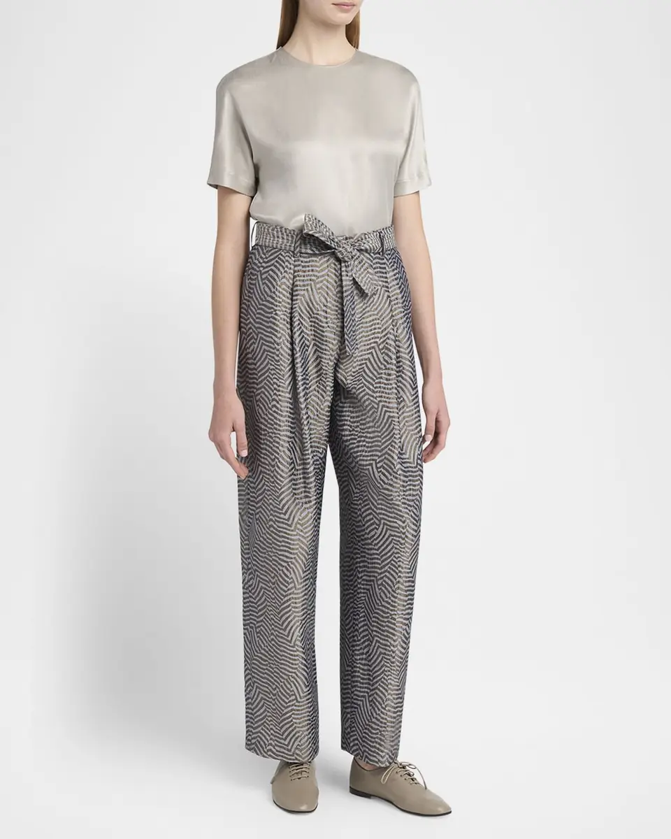 Giorgio Armani Animalier Silk Jacquard Straight-Leg Paperbag Trousers | Thumbnail 2 Giorgio Armani Animalier Silk Jacquard Straight-Leg Paperbag Trousers | Thumbnail 2