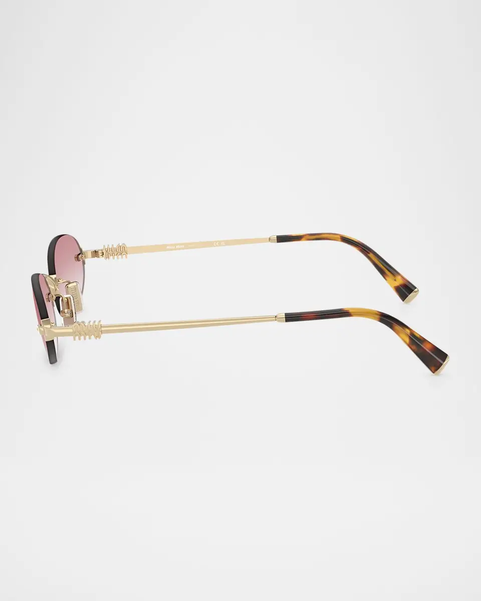 Miu Miu Logo Metal Oval Sunglasses | Thumbnail 2 Miu Miu Logo Metal Oval Sunglasses | Thumbnail 2