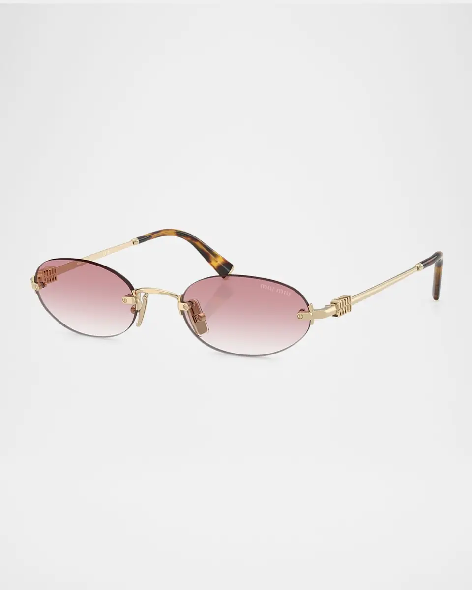 Miu Miu Logo Metal Oval Sunglasses | Thumbnail 3 Miu Miu Logo Metal Oval Sunglasses | Thumbnail 3
