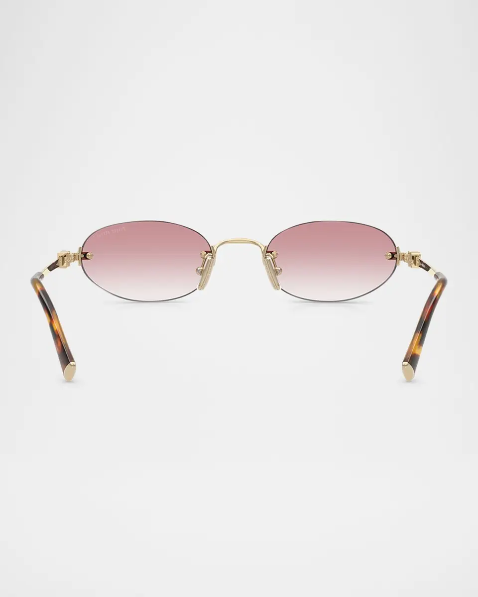 Miu Miu Logo Metal Oval Sunglasses | Thumbnail 4 Miu Miu Logo Metal Oval Sunglasses | Thumbnail 4