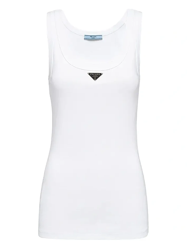 Prada Women's Ribbed Knit Jersey Tank Top