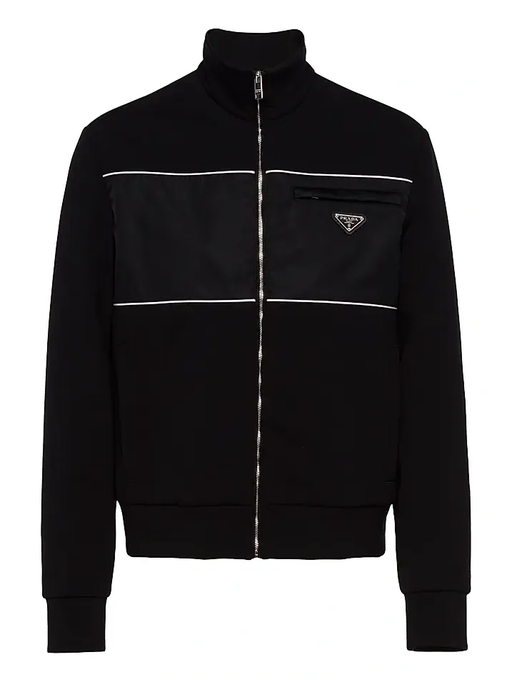 Men's Sweatshirt With Re-Nylon Details - Black Men's Sweatshirt With Re-Nylon Details - Black