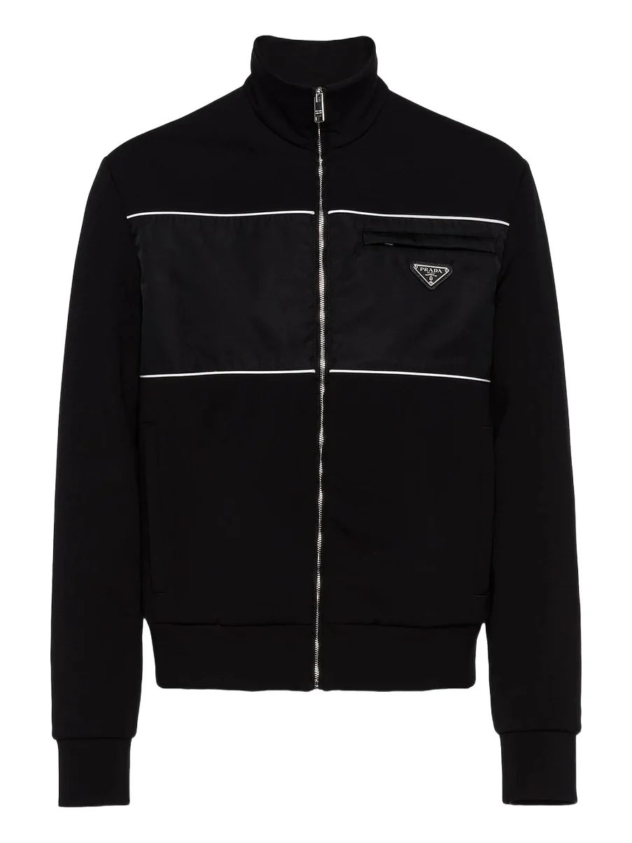 Prada Men's Sweatshirt With Re-Nylon Details - Black