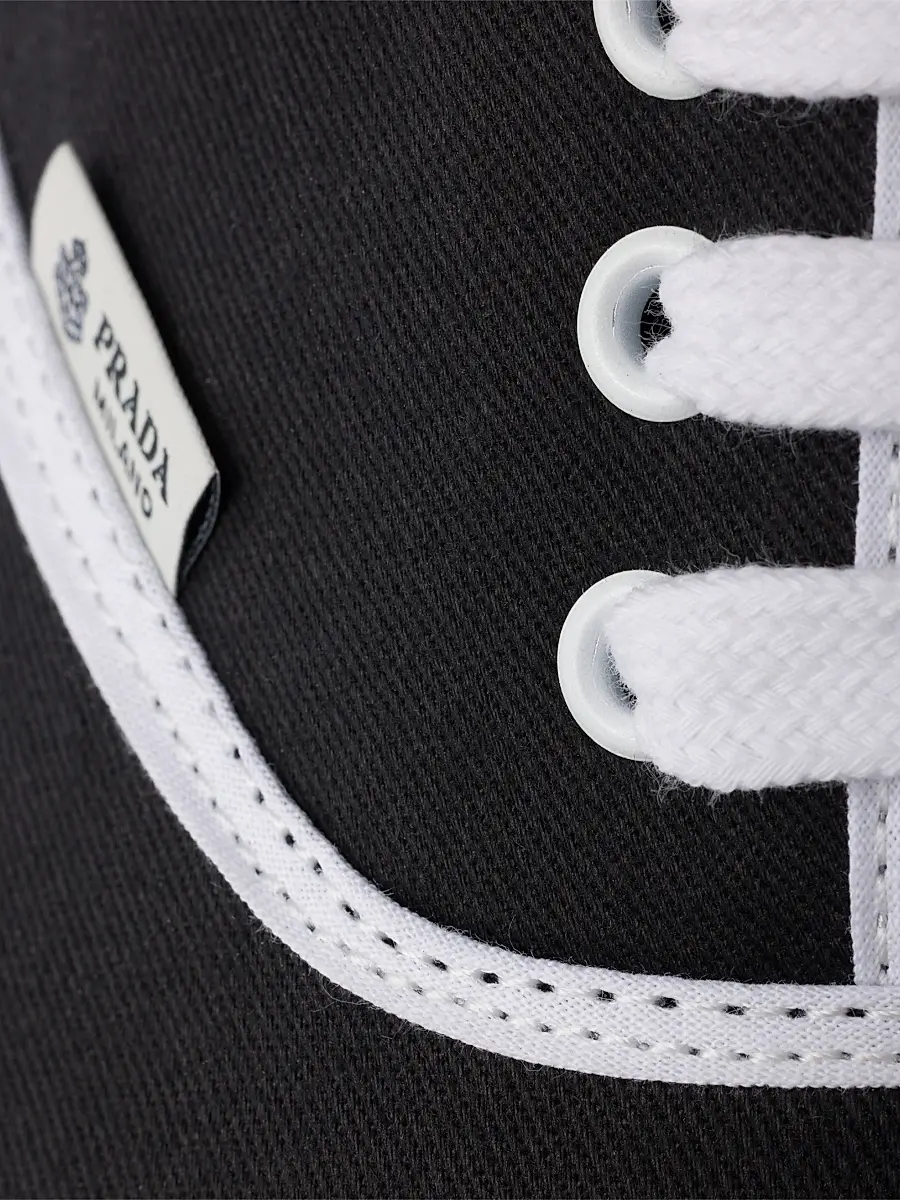 Prada Men's Drill Fabric Sneakers - Black | Thumbnail 4