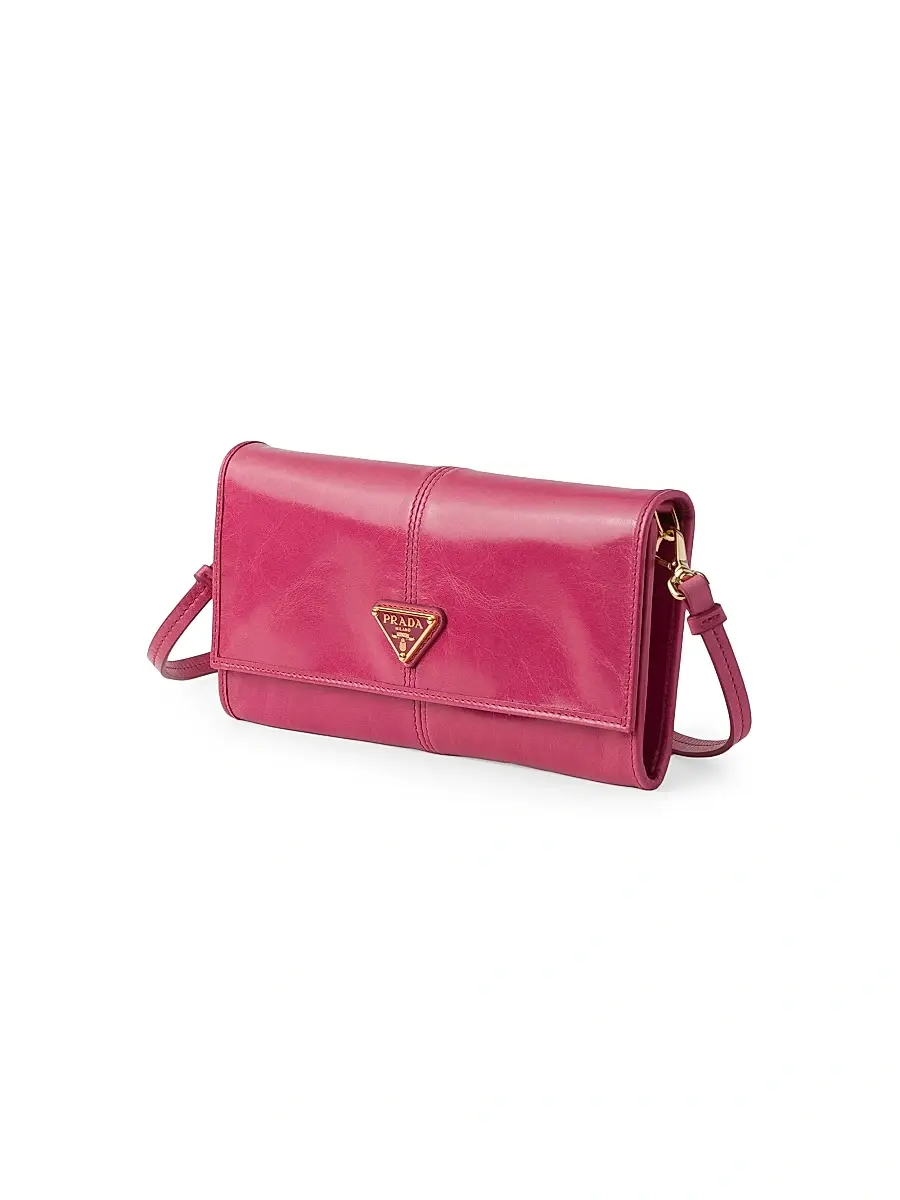 Prada Women's Leather Wallet with Shoulder Strap - Pink | Thumbnail 2 Prada Women's Leather Wallet with Shoulder Strap - Pink | Thumbnail 2