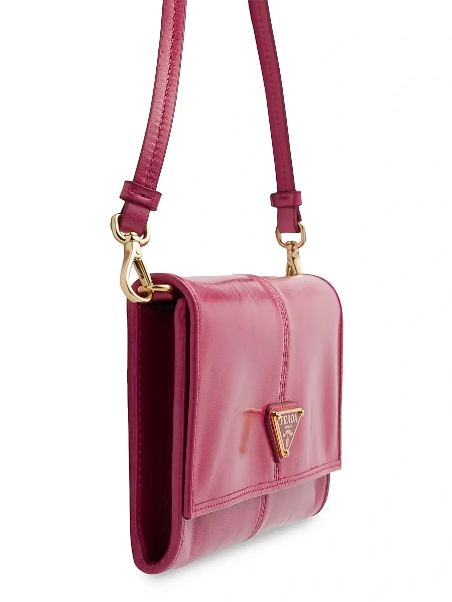 Prada Women's Leather Wallet with Shoulder Strap - Pink | Thumbnail 4 Prada Women's Leather Wallet with Shoulder Strap - Pink | Thumbnail 4