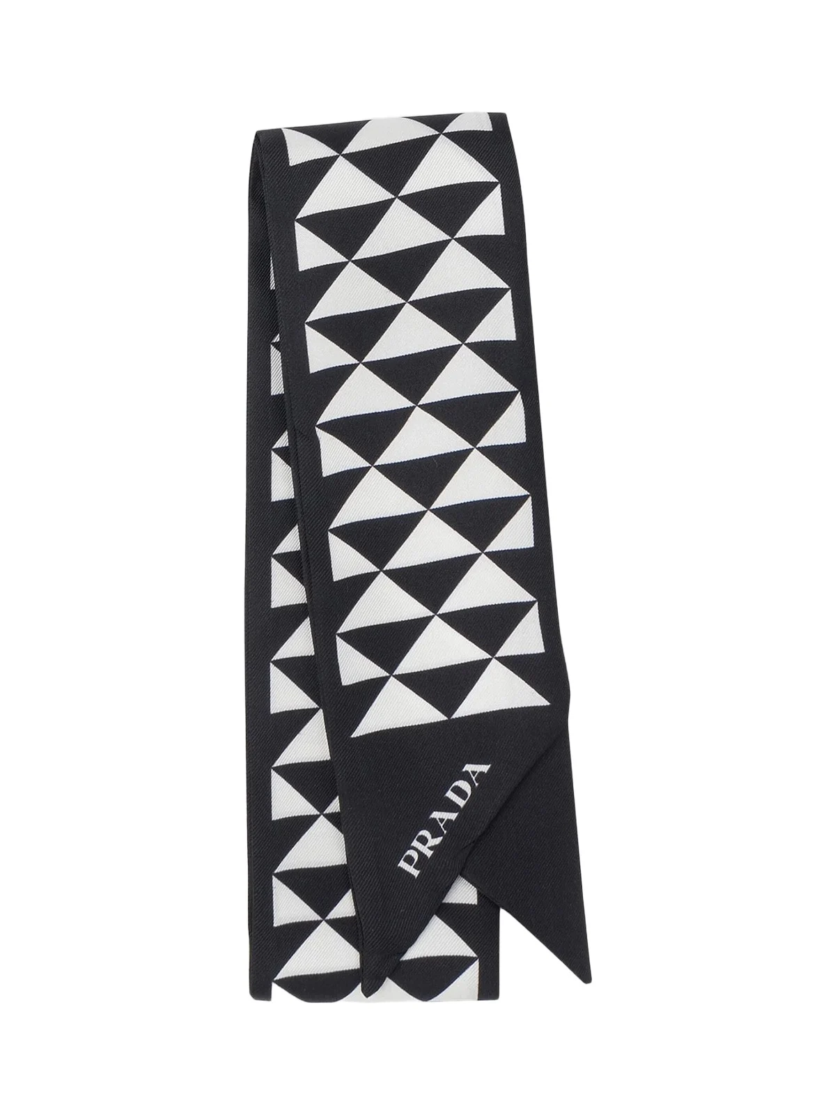 Prada Women's Skinny Printed Silk Twill Rectangular Scarf