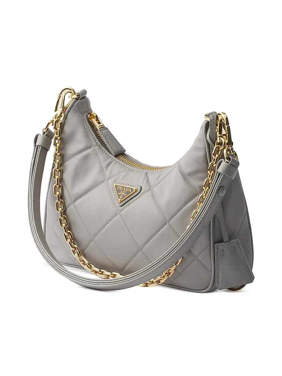 Prada Women's Re-Edition Quilted Re-Nylon Mini Shoulder Bag - Light Grey | Thumbnail 2 Prada Women's Re-Edition Quilted Re-Nylon Mini Shoulder Bag - Light Grey | Thumbnail 2