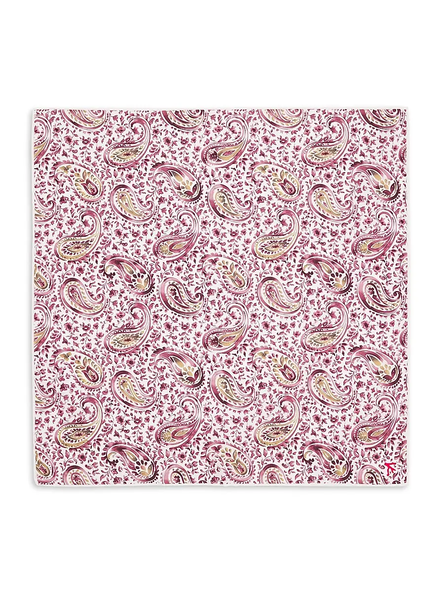 Isaia Men's Floral Paisley Silk Pocket Square | Thumbnail 2 Isaia Men's Floral Paisley Silk Pocket Square | Thumbnail 2