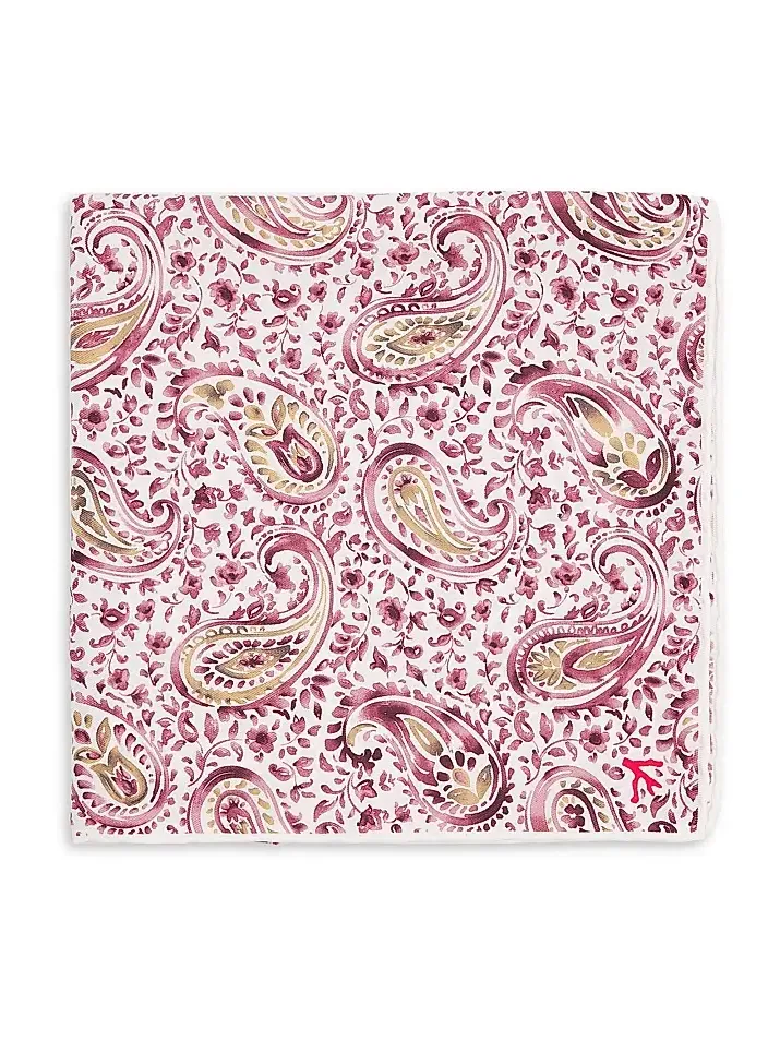 Isaia Men's Floral Paisley Silk Pocket Square