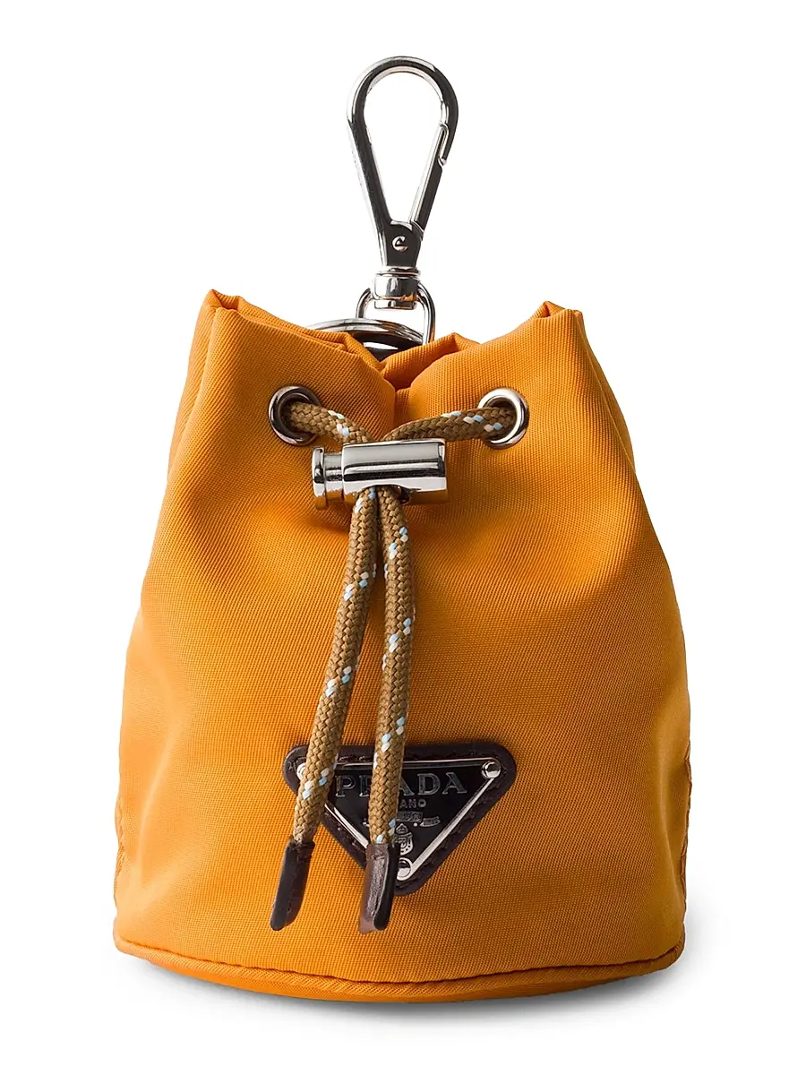 Prada Men's Mini Icon Re-Nylon Keychain Charm - Orange | Image 1 Prada Men's Mini Icon Re-Nylon Keychain Charm - Orange | Image 1