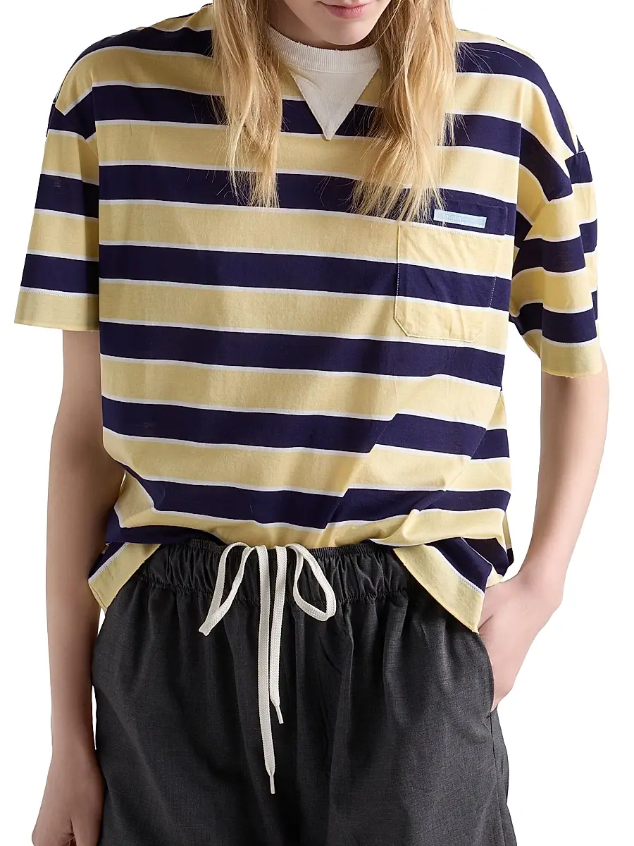 Prada Women's Bayadere Striped Lisle Cotton T-Shirt | Thumbnail 2 Prada Women's Bayadere Striped Lisle Cotton T-Shirt | Thumbnail 2