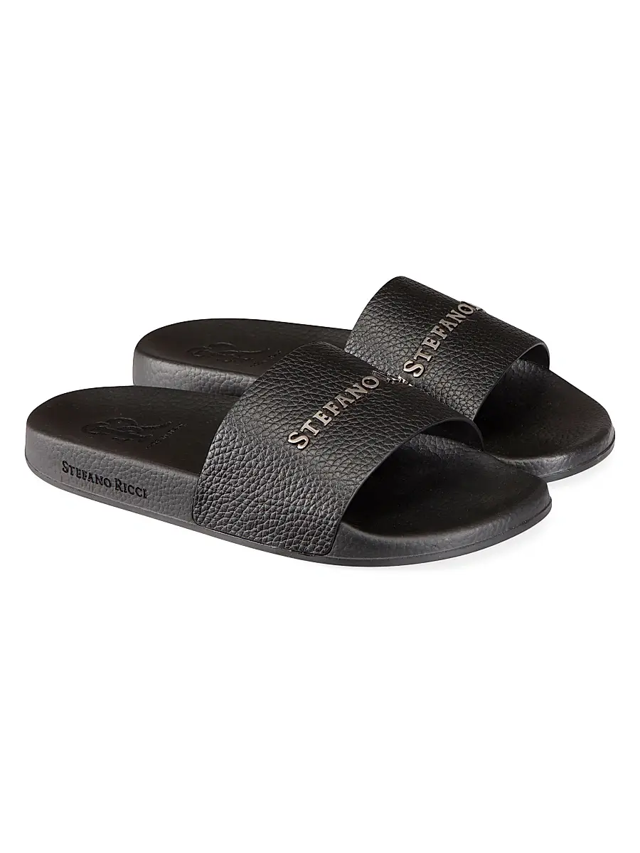 Stefano Ricci Men's Calfskin Leather Slides | Thumbnail 2 Stefano Ricci Men's Calfskin Leather Slides | Thumbnail 2
