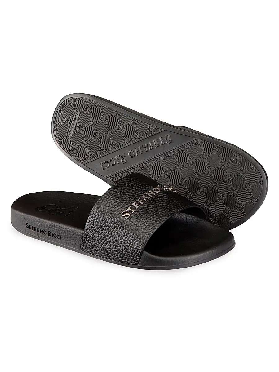 Stefano Ricci Men's Calfskin Leather Slides | Thumbnail 3 Stefano Ricci Men's Calfskin Leather Slides | Thumbnail 3