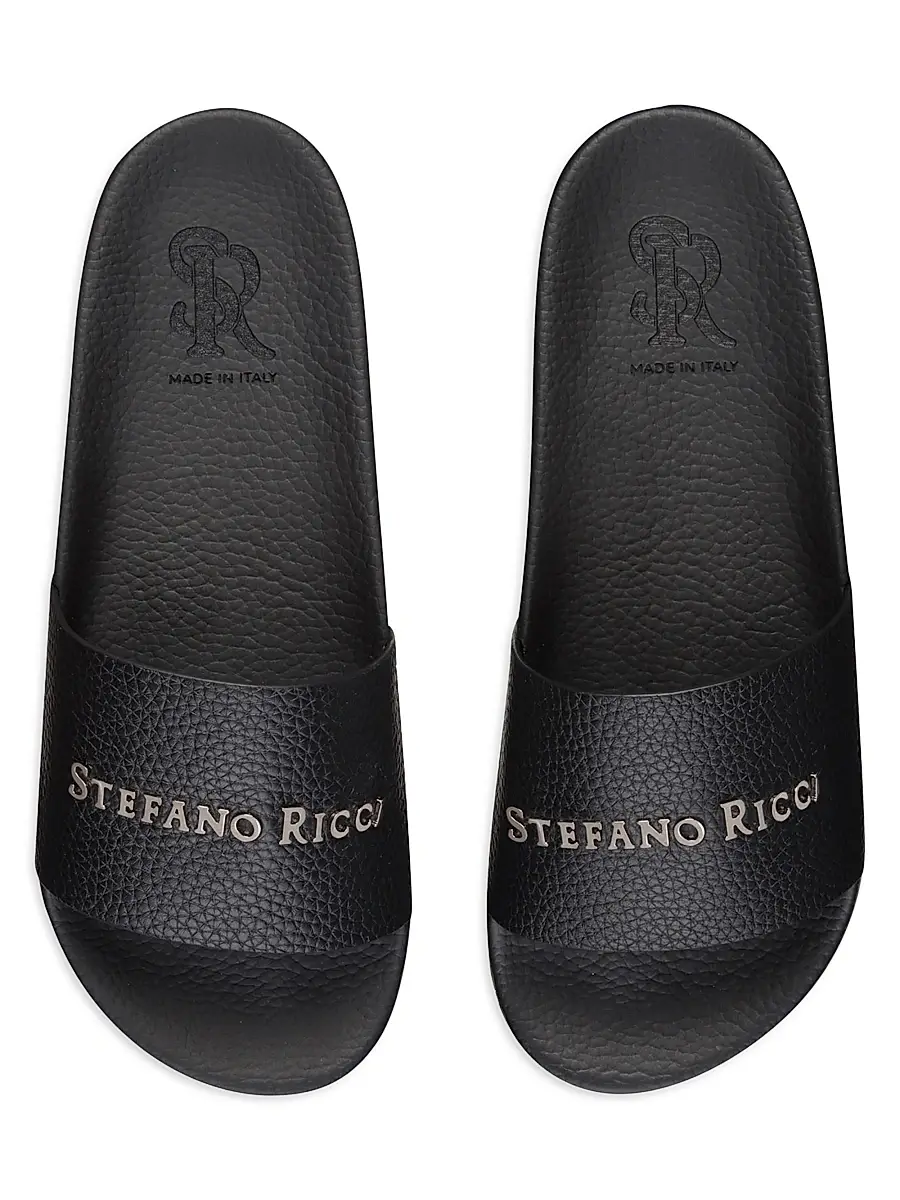 Stefano Ricci Men's Calfskin Leather Slides | Thumbnail 4 Stefano Ricci Men's Calfskin Leather Slides | Thumbnail 4