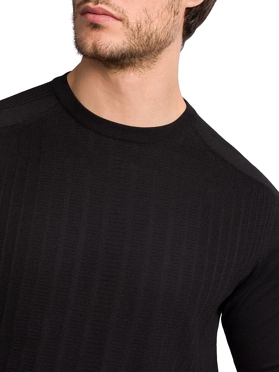 Stefano Ricci Men's Silk and Cotton Superior Crewneck Sweater - Black | Thumbnail 4 Stefano Ricci Men's Silk and Cotton Superior Crewneck Sweater - Black | Thumbnail 4