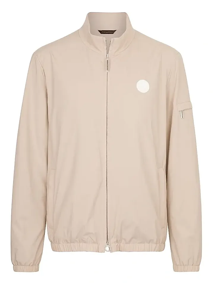 Men's Windbreaker Jacket with Zip Closure - Beige