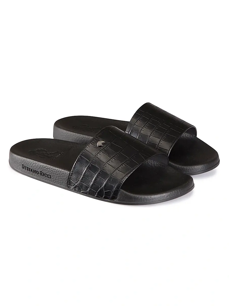 Stefano Ricci Men's Crocodile Leather Slides | Thumbnail 2 Stefano Ricci Men's Crocodile Leather Slides | Thumbnail 2