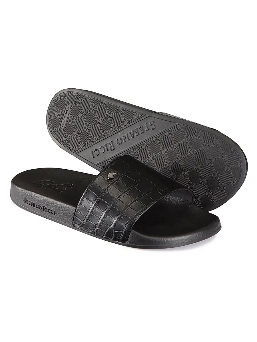 Stefano Ricci Men's Crocodile Leather Slides | Thumbnail 3 Stefano Ricci Men's Crocodile Leather Slides | Thumbnail 3