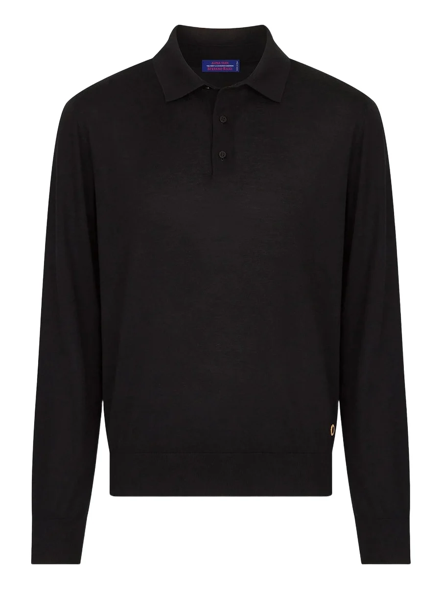 Men's Cashmere and Wool Polo - Black Men's Cashmere and Wool Polo - Black