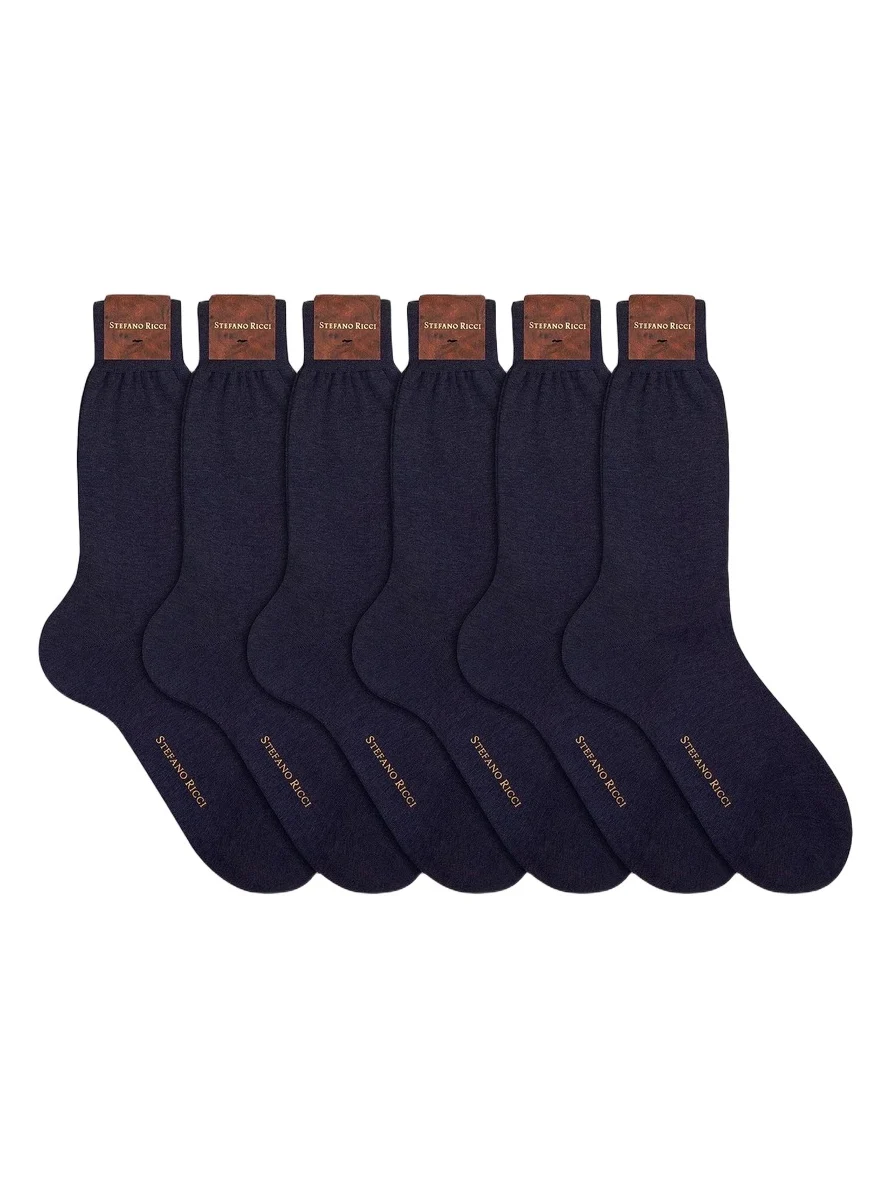 Stefano Ricci Men's 6-Pack Solid Cotton Socks