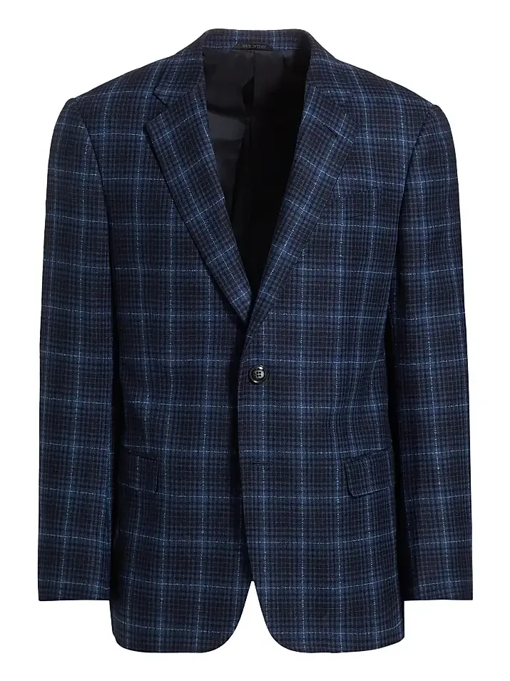 Men's Plaid Wool Single-Breasted Jacket Men's Plaid Wool Single-Breasted Jacket