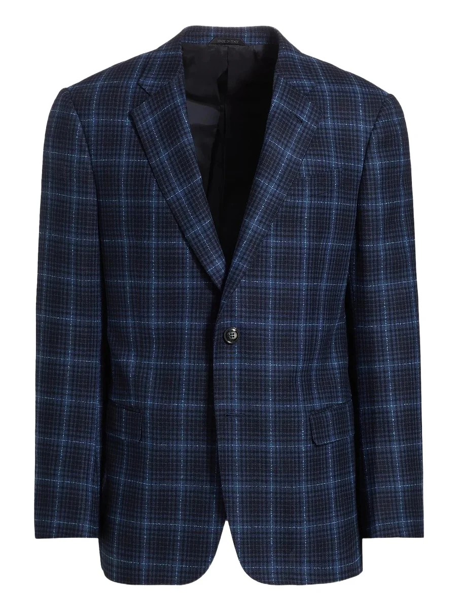 Giorgio Armani Men's Plaid Wool Single-Breasted Jacket